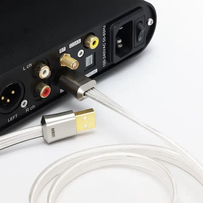 Câble de signal numérique DDHiFi TC19 en argent pur avec coque de blindage sans couture en métal CNC pour expérience sonore supérieure et prise ergonomique incurvée pour smartphone tablette et ordinateur