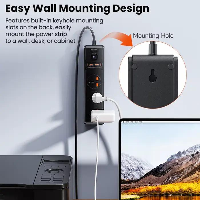 Toocki PD20W GaN multiprise polyvalente 2500W Max universel 3AC prise ue UK US