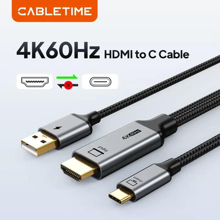 CABLETIME Câble HDMI actif 4K60Hz vers USB-C avec alimentation USB pour console de jeu Nintendo Switch PS3/4/5 Xreal