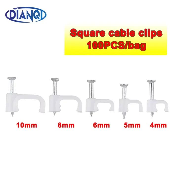 Clips de câble carrés, couleur blanche