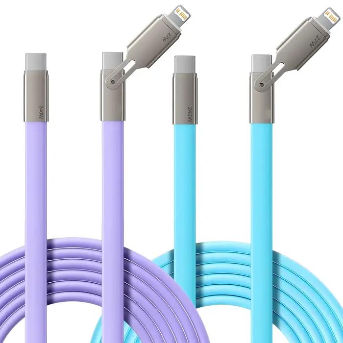 Câble de charge pour téléphone portable 2-en-1 USB-C vers Type-C