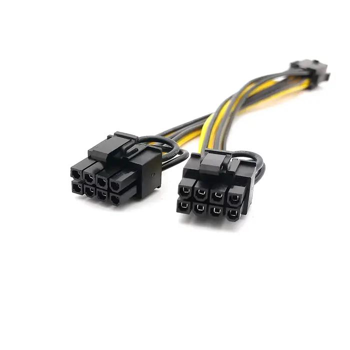 Câble d'alimentation PCI Express vers double PCIE 8 6 plus 2 broches pour carte graphique 6 broches polyvalent court 20 cm pour joueurs graphistes et professionnels