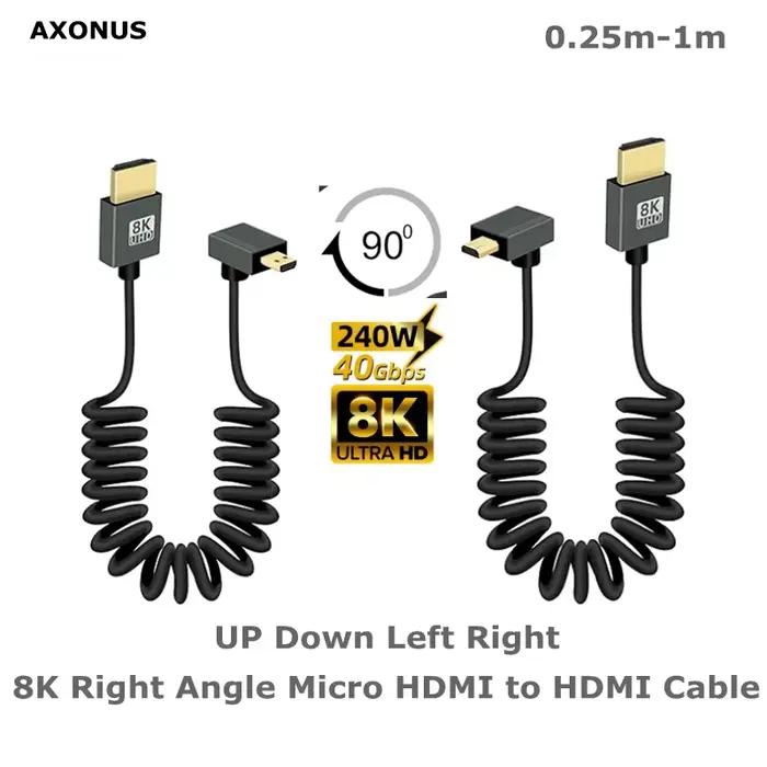 Câble enroulé Micro HDMI vers HDMI court 8K