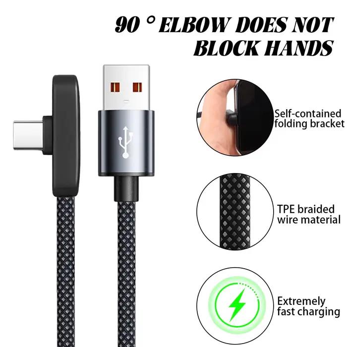 Câble de charge rapide 100W à angle droit 90 degrés USB C Type C
