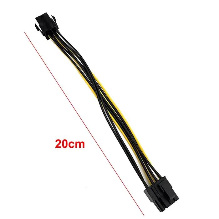 Câble d'alimentation GPU 20 cm, 6 broches femelle vers 8 (6+2) broches mâle, convertisseur d'alimentation PCI Express, câble d'alimentation pour carte graphique vidéo 6P vers 8P
