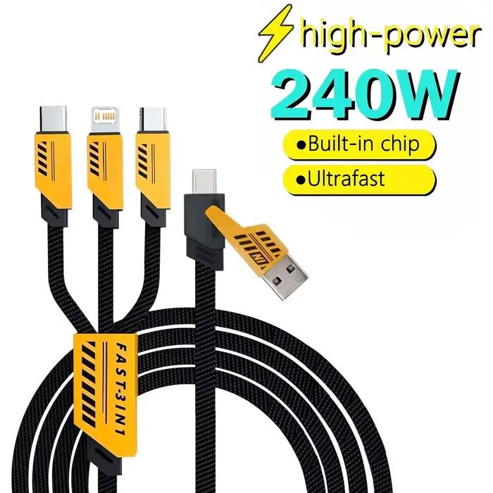 Câble de charge rapide 240W avec connecteurs Micro USB et Type-C pour iPhone et Huawei polyvalent et durable pour la charge rapide et efficace