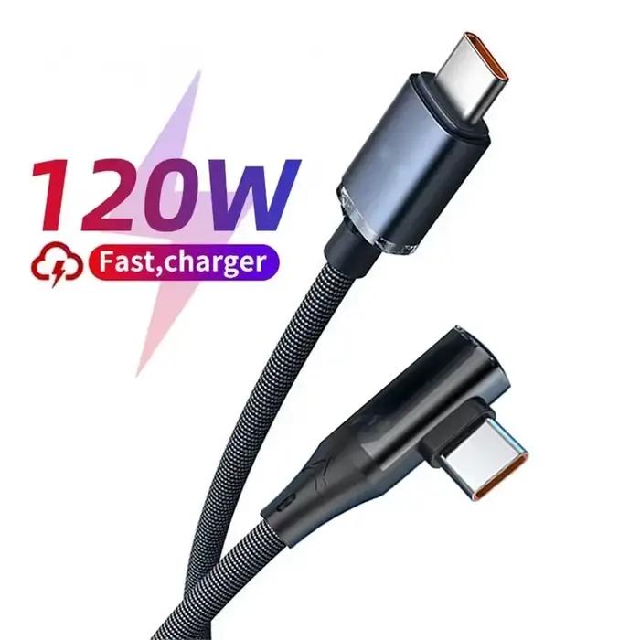 Câble de charge rapide 120W Type C à 90 degrés USB-C pour téléphones mobiles charge rapide et sécurisée occasions spéciales