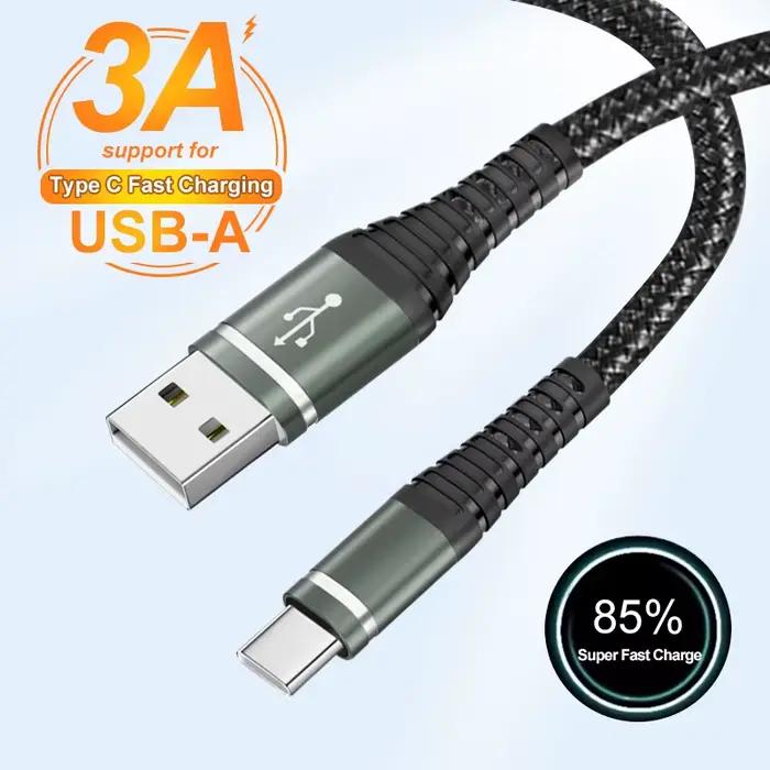 Câble de données USB-C à charge rapide 3A pour iPhone 17 16 15 iPad Pro Samsung S26 Xiaomi Type C CarPlay