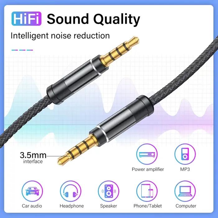 Câble audio Aux de voiture de type rond
