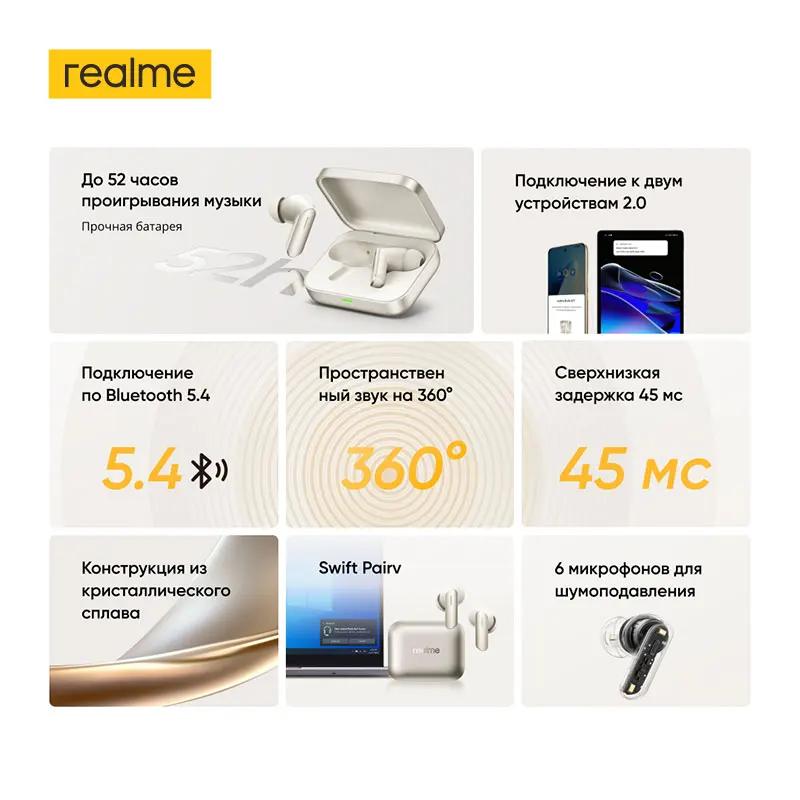 Version mondiale realme Buds Air 7 52dB suppression Active du bruit véritable écouteur sans fil 52 h