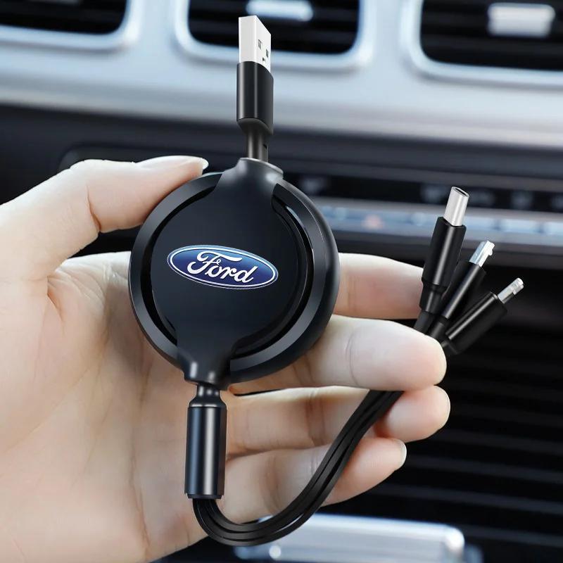 Câble de chargement rapide Micro USB Type C 3 en 1, 1 pièce, pour intérieur de voiture, pour Ford Fi