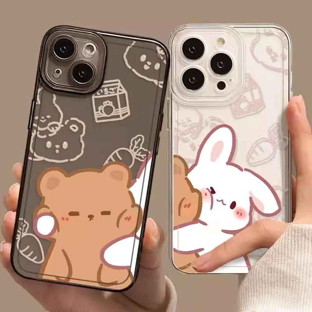 Coque de téléphone pour Couple, amoureux de lapin drôle, pour IPhone 11 12 15 16 Pro 13 Mini X XS MA