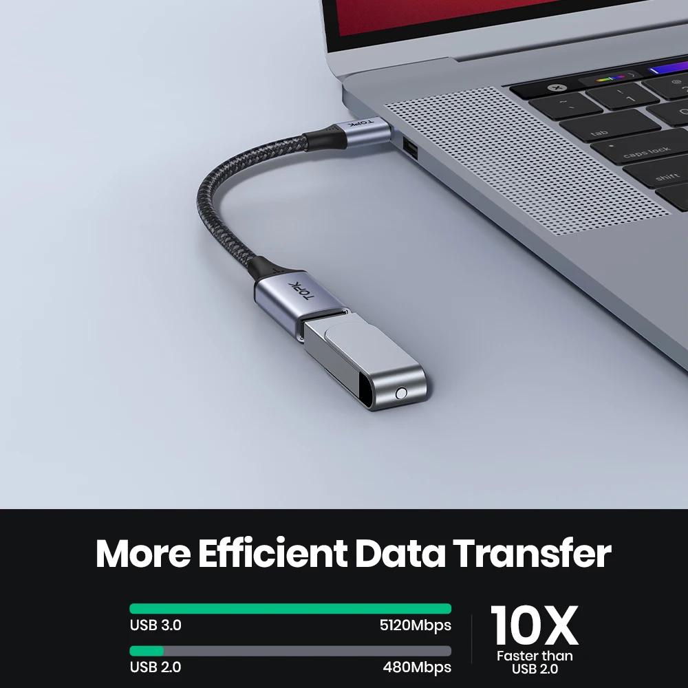 TOPK USB C à USB A Dapter OTG Câble Type C Mâle à USB 3.0 2.0 Femelle Câble pour MacBook Pro Samsung