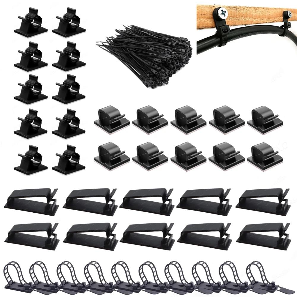 140 pièces ensemble d'organisateurs de câbles gestion des câbles support d'attaches de câble Clips de fil adhésifs pour voiture bureau à domicile organisateur de cordons USB