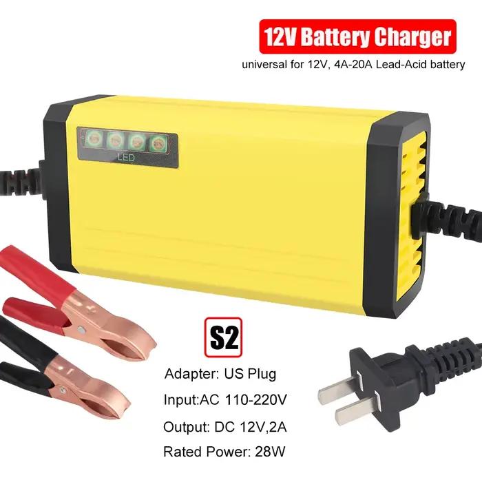 Chargeur de batterie de voiture 12V 2A, prise EU, testeur automatique intelligent avec écran LCD, ou