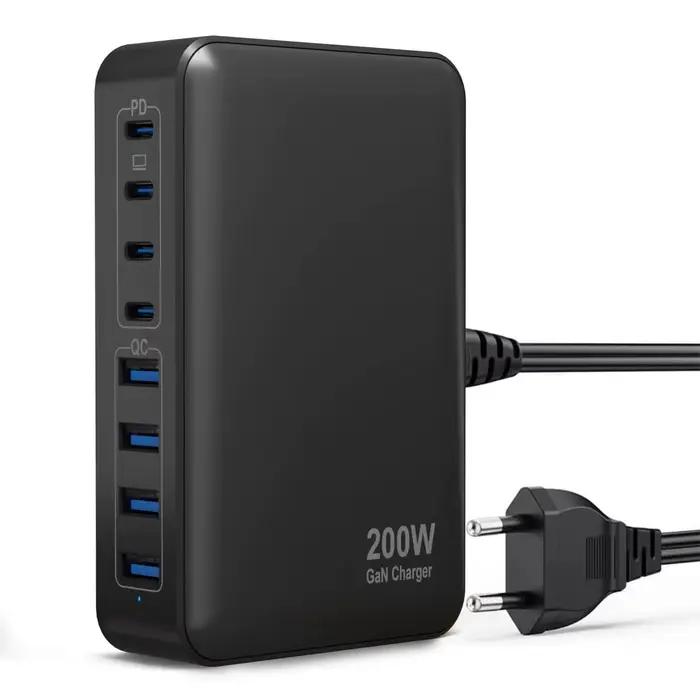 Station de charge rapide USB C, chargeur de nuit, concentrateur 8 ports, adaptateur pour ordinateur