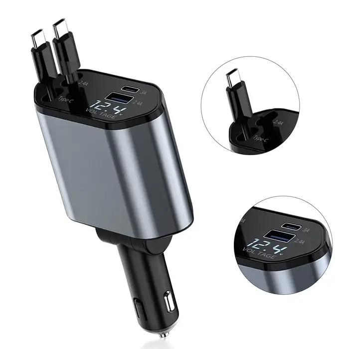 Chargeur de voiture Super rapide 120W, câble télescopique, séparateur allume-cigare multifonctionnel