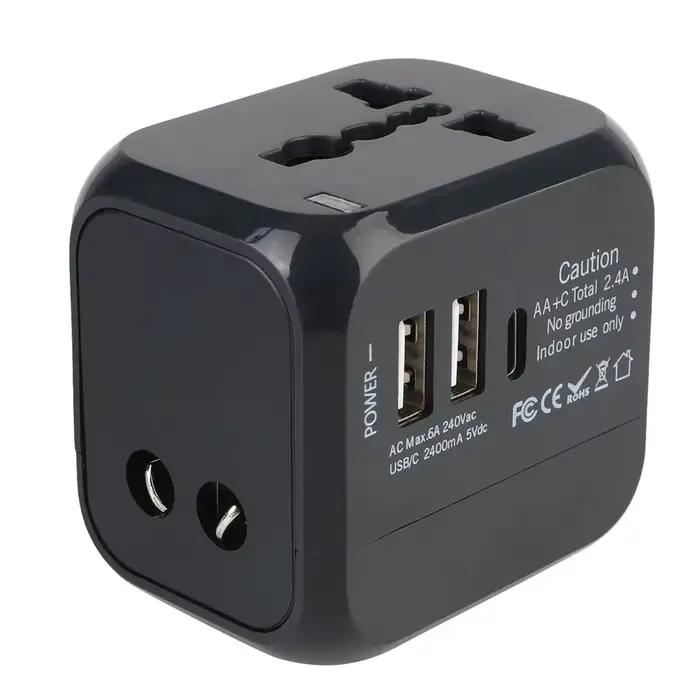 Adaptateur de chargeur mural tout-en-un - Prises US EU UK AU avec 2 USB et 1 Type C, universel pour