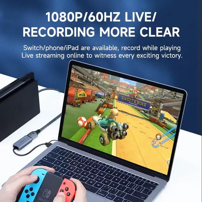 Hagibis USB 3.0 carte d'acquisition vidéo avec 100W PD pour Meta Quest 3 iPad HDMI vers USB/type-c e