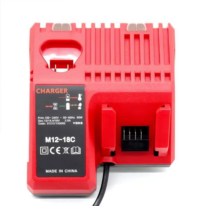 Remplacer le chargeur Li-Ion rapide 3A 12V 14V 18V adapté pour Milwaukee M12-18C batterie Lithium-Io
