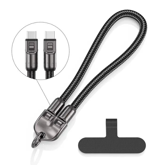 USLION 30CM 240W câble USB C tressé en aluminium lanière de téléphone Type C à Type C câble USB de c
