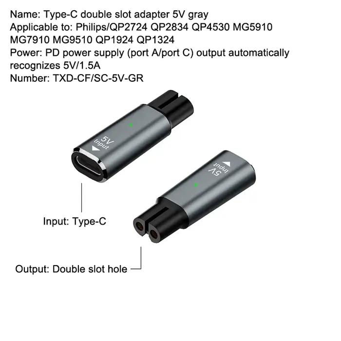 Adaptateur de chargeur USB type-c pour tondeuse Philips OneBlade, convertisseur 5V pour modèles QP27