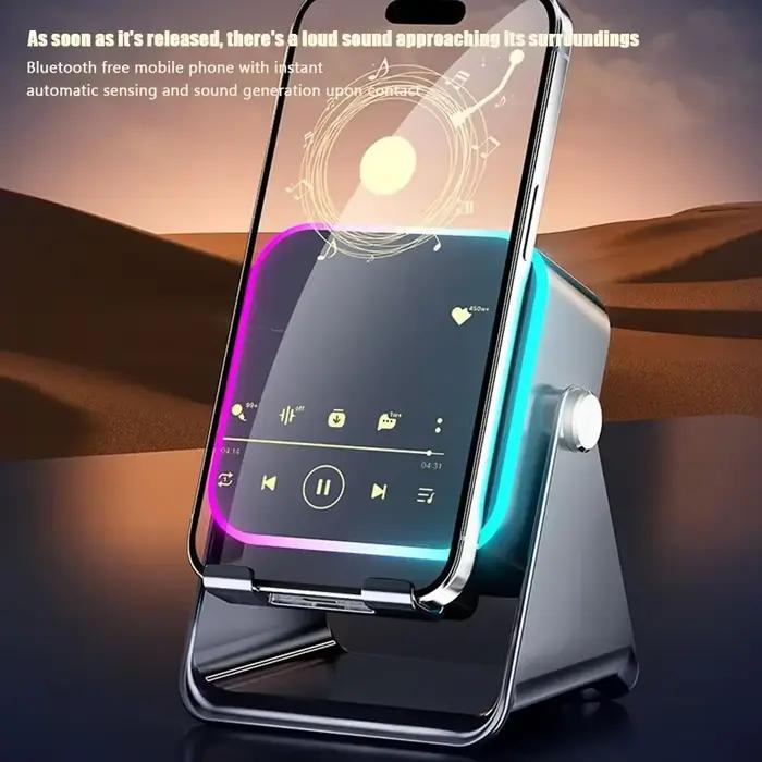 Support de téléphone pliant amélioré avec haut-parleur à Induction et lumière, support Audio Portabl