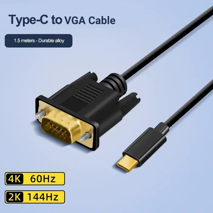 Câble adaptateur USB C vers DVI 1080P USB Type C 3.1 vers VGA, câble de moniteur vidéo pour projecte