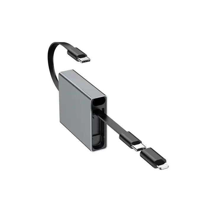 Câble de données rétractable unidirectionnel Type-C 66W, câble de charge rapide PD compatible avec l