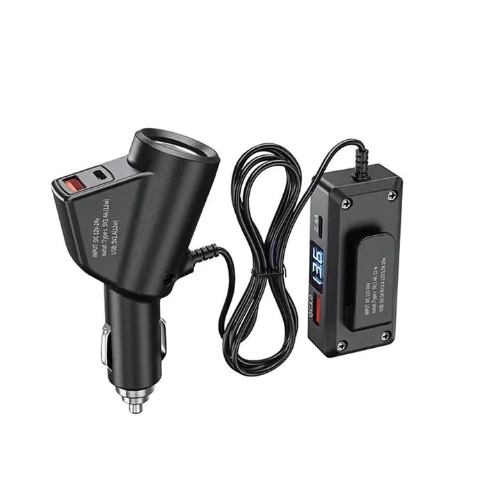 Chargeur de véhicule à affichage numérique pour voiture, adaptateur de chargeur automatique QC3.0 +