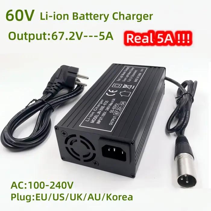 Chargeur rapide 60V 67.2V/5A pour batterie au lithium 16S 60V, connecteur XLR, forte dissipation the