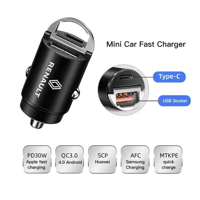 Chargeur USB double port 200W pour voiture, adaptateur de charge ultra rapide pour Renault Clio Kole