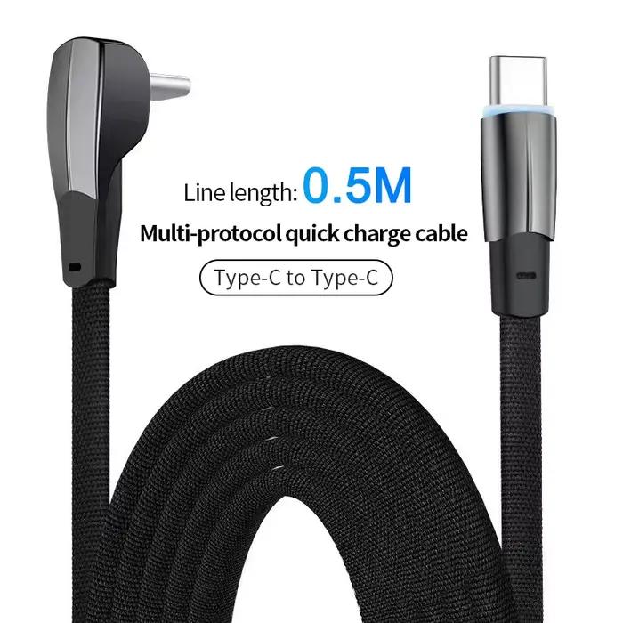 Câble de charge rapide pour téléphone de voiture, chargeur USB C, PD 60W, type C 90, résistant, modè
