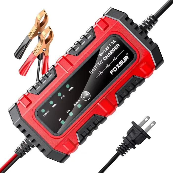 Chargeur de batterie de voiture 6V/12V 1,5a, chargeur intelligent de batterie de voiture et de moto,