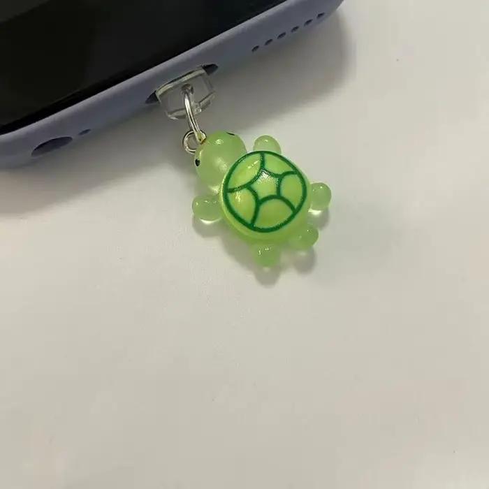 Bouchon anti-poussière pour téléphone, tortue verte mignonne, accessoires de décoration, pendentif s