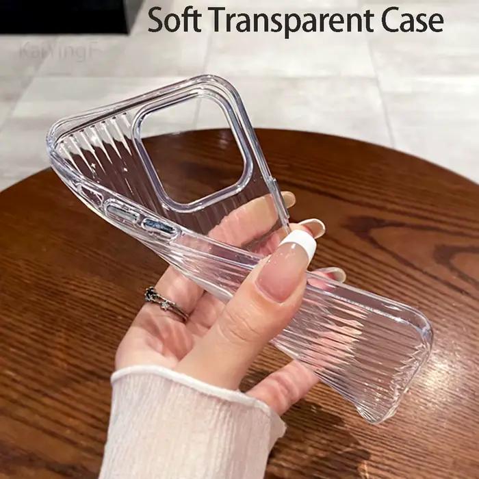 Coque de téléphone transparente pour iPhone 16 15 11 12 13 14 Pro Max, coque arrière en Silicone ond