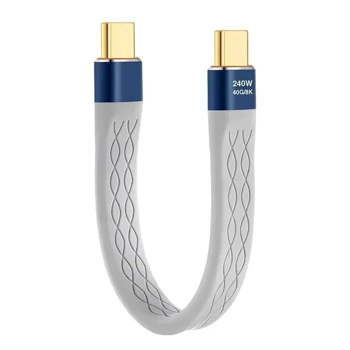 Câble court type-c à type-c 240W, cordon USB-C de Charge rapide, transfert de données 40Gbps, câble