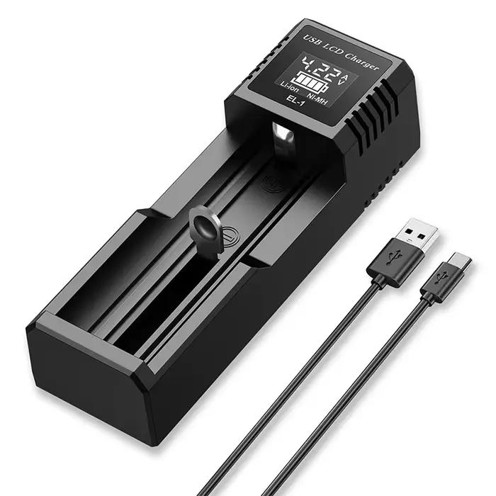 Chargeur de batterie intelligent USB LCD double 1/2 fentes pour batteries rechargeables au lithium 1