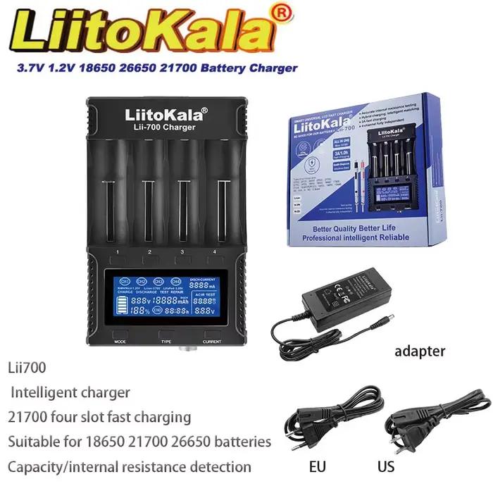 Liitokala Lii700 chargeur intelligent 21700 Quad Slot Charge rapide 26650 capacité de la batterie ré