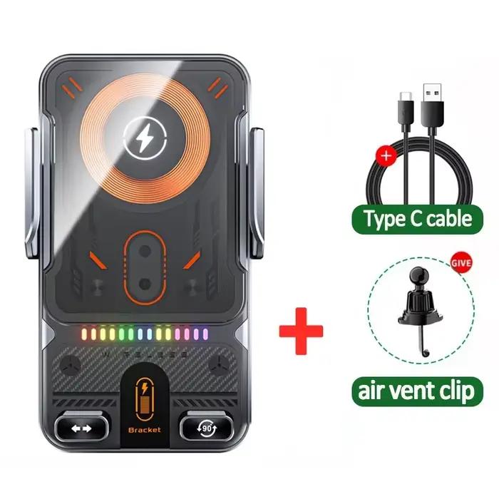 Support de charge rapide sans fil pour grille d'aération de voiture avec rotation horizontale-vertic