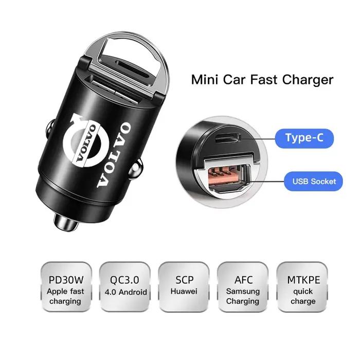 Chargeur USB Type-C à Charge Rapide, Accessoires de Voiture pour Volvo XC90 V90 V60 XC60 V40 S80 S60