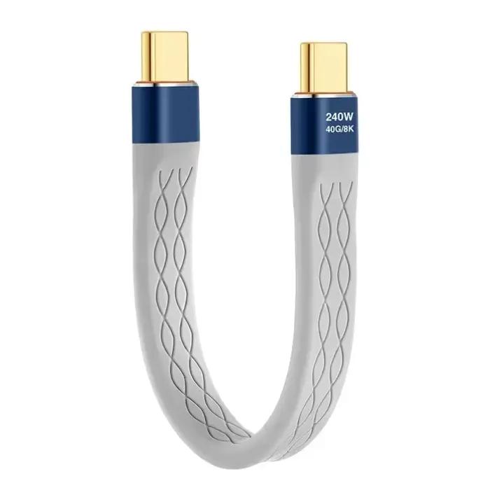 Câble plat court USB C vers USB C 240W Charge rapide 40Gbps 8K vidéo FPC plat mince Flexible pour Ma