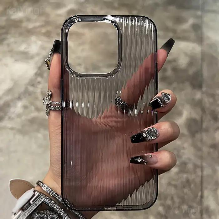 Coque de téléphone transparente pour iPhone 16 15 11 12 13 14 Pro Max, coque arrière en Silicone ond