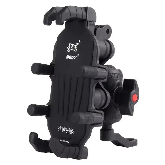 Support de téléphone pour moto antichoc 8 griffes sécurisé 360° ° Chargeur sans fil rotatif 15W +