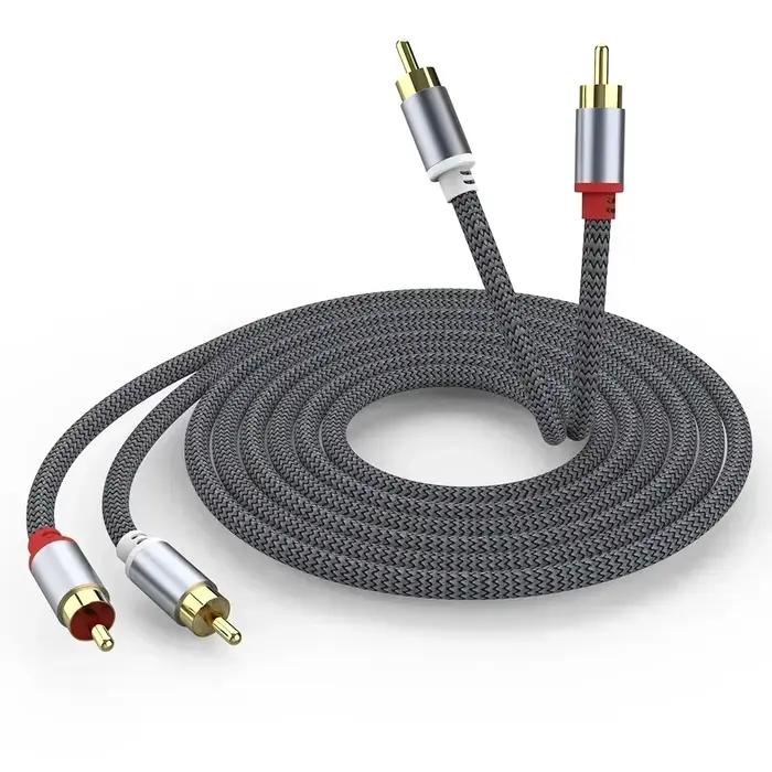 Câble RCA 2 câbles stéréo Rca à 2 câbles stéréo mâle vers mâle prise de câble Aux pour Home cinéma H