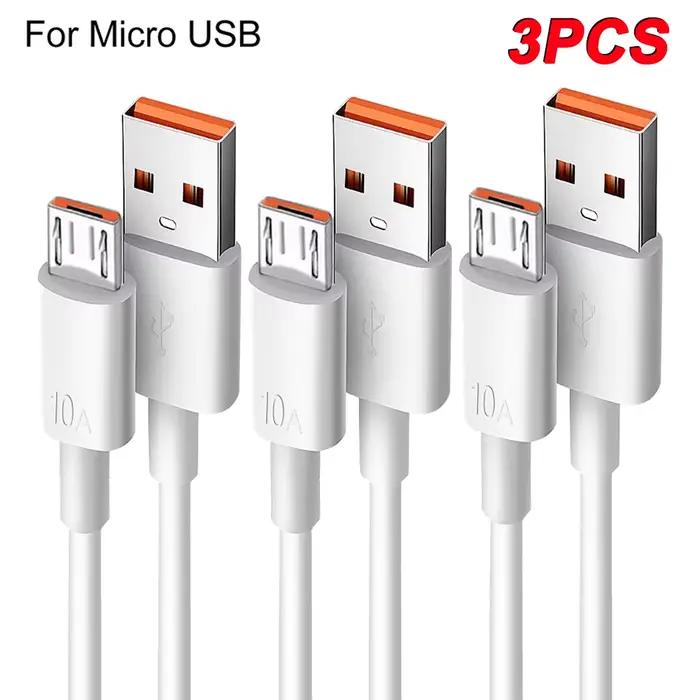 NNBILI 3 pièces 10A câble Micro USB vitesse charge rapide cordon USB pour Samsung Galaxy S7 S6 PS4 M
