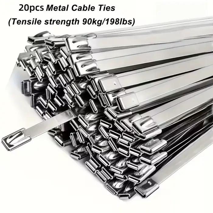 20 attaches zippées en acier inoxydable de 10 pouces | Attaches-câbles robustes antirouille pour l
