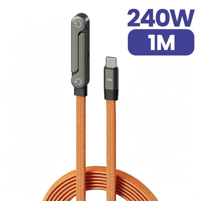 240W 2 en 1 USB C vers USB C charge rapide support pliable câble de données Type C support de bureau