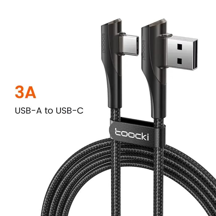 Toocki 3A câble USB Charge rapide 3.0 câble de Charge rapide Type C 90 degrés double coude cordon de