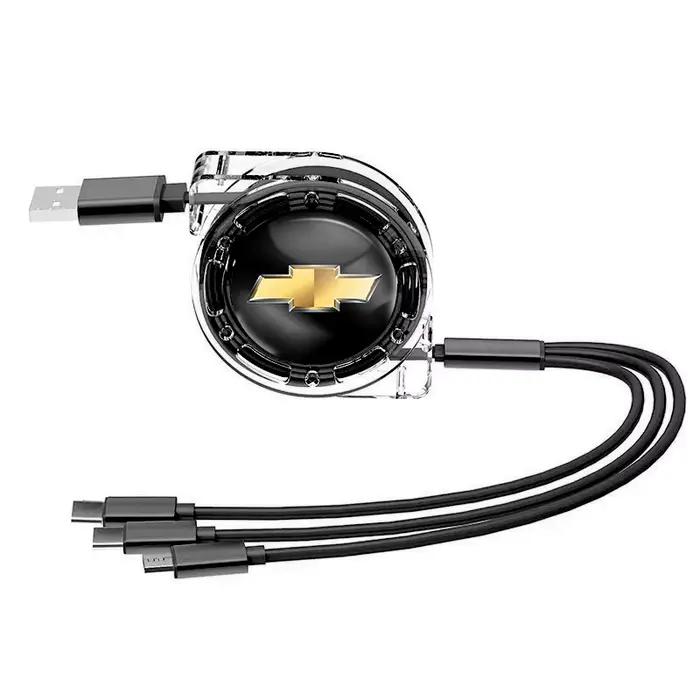 Câble de données 3 en 1, chargeur de voiture USB, accessoire automobile rétractable pour Chevrolet S